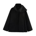 thumbnail image 4 of Wutalume Women Fashionable Casual Detachable Scarf Woolen Coat Jacket, Versatile and Elegant Outerwear for Winter Warmth and Stylish Looks,Black M, 4 of 4