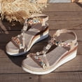 thumbnail image 5 of Pandaie Women's Summer Dressy Platform Sandals Open Toe Low Wedge Heels Espadrille 2.36 Inch Bohemia Beach Vacation Shoes White 7.5, 5 of 7
