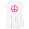 thumbnail image 3 of Inktastic Peace Sign Pink Retro Girls Toddler Dress, 3 of 5