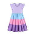 thumbnail image 1 of BOBOGOJP Robe à Manches Courtes Fille Été Nouvelle Robe Fille Imprimé Dessin Animé Col Rond Jupe Enfant Manches Courtes (Violet, 6-7 Ans), 1 of 3