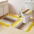 thumbnail image 2 of Yellow Brown Bath Mat 3 Piece Bathroom Rug Set, Farmhouse Wood Grain Vintage Striped Non Slip Bath Rug Contour Mat and Toilet Lid Cover, Absorbent Shower Mats Soft Bath Rugs and Mats Sets, 2 of 8