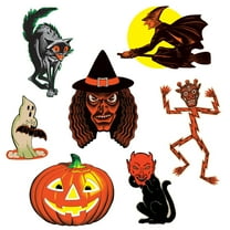 Beistle 84 Counts Orange and Black Vintage Halloween Classic Cutouts 16”