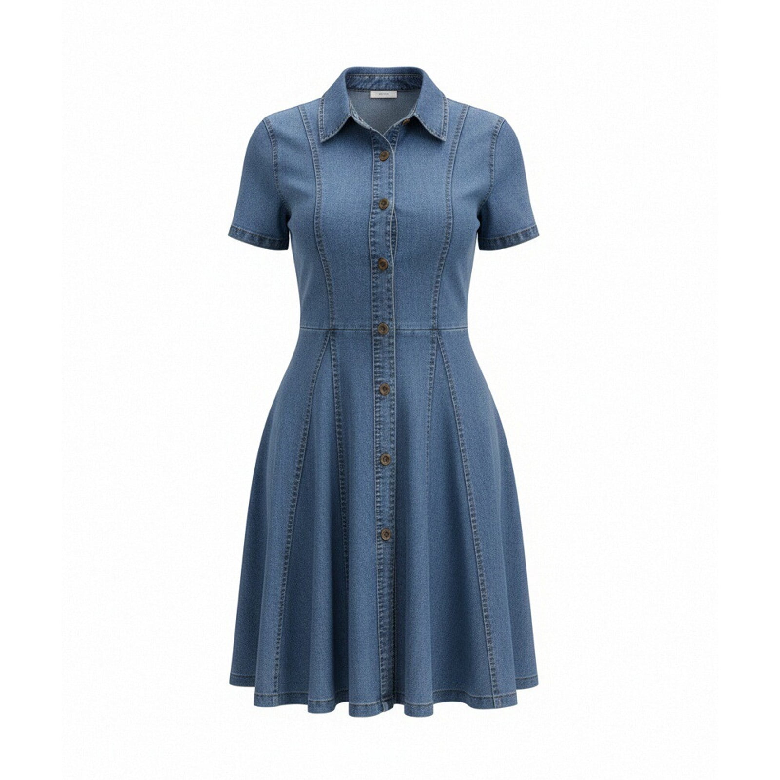 Blmnix Button Down Womens Dresses Fit & Flare Denim Dress Dress Short Sleeve Collared Mini Dresses for Women Casual,XL