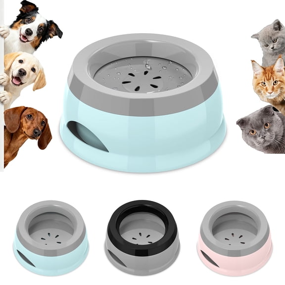 Dog Water Bowl, Dog Bowl No Spill Dog Food Water Bowl Slow Water Feeder, Spill Proof Pet Water Dispenser Vehicle Carried Travel Water Bowl for Small Medium Dogs and Cats, 25oz/750ML, Blue