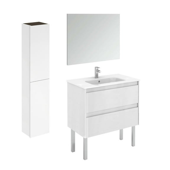 Ws Bath Collections Ambra 80F Pack 2 Ambra 32" Free Standing Single Basin Vanity Set -