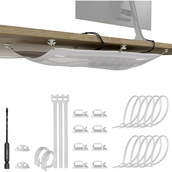 Under desk cable management tray - Flexible cable management under desk white - Finally desk cable tidy