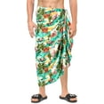 thumbnail image 2 of HAPPY BAY Men's Pareo Swim Trunk Holiday Sarong Long Beach Wrap One Size Shamrock Green, Hawaiian Summer Vacation Aloha, 2 of 5