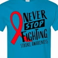 thumbnail image 4 of Inktastic Never Stop Fighting Stroke Awareness Red Ribbon T-Shirt, 4 of 5