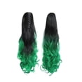 thumbnail image 1 of YOEMAYUNER Extensión de cola de caballo de 21 pulgadas, garra rizada y ondulada, extensiones de cabello ondulado, cola de caballo, colas de caballo largas para mujeres (1 pieza negro verde oscuro), 1 of 5