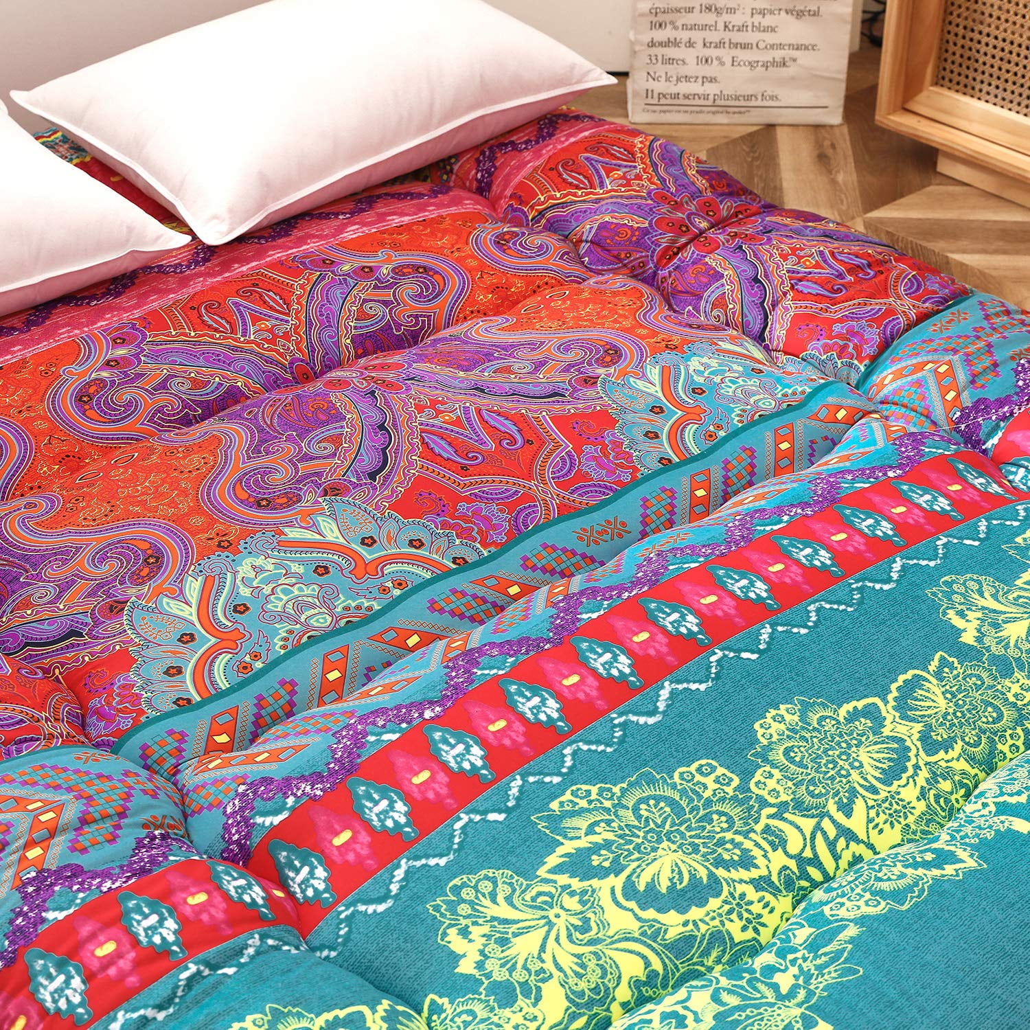 Japanese Floor Mattress Futon Mattress Boho Design Sleeping Mat Queen Size