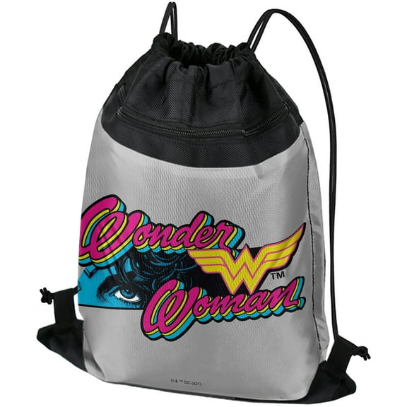 Wonder Woman Wonder Airbrush Drawstring Backpack Sports Bag Sackpack 17" x 13", Perfect for Gym, Yoga or Practice