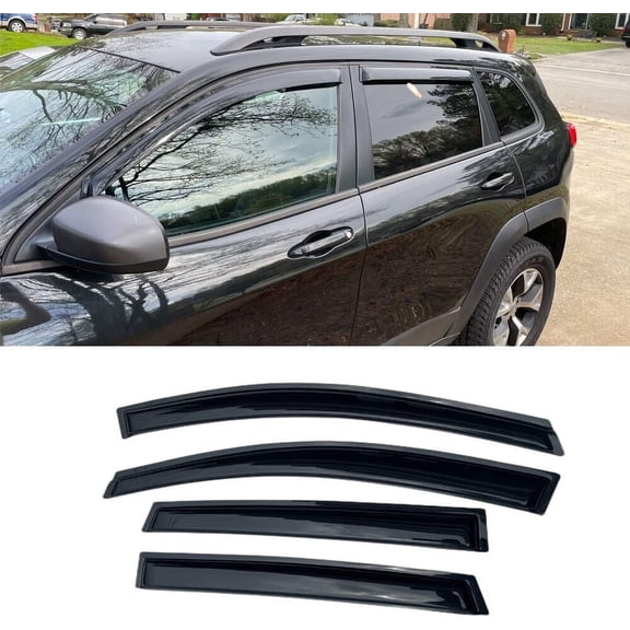 Deebior 94632 4Pcs Sunproof Waterproof Side Window Visor Wind Vent Deflector Rain Guards Set fit for 2007-2016 GMC Acadia 2007-2010 Saturn Outlook