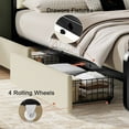 thumbnail image 4 of KOUSEI Full Bed Frame with Tall Storage Headboard, Platform Bed with 2 Drawers, Velvet Upholstered Bed Frame with Charging Station, Beige, 4 of 9
