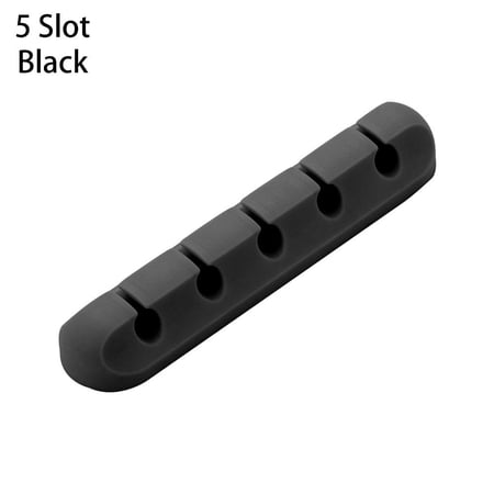 Multi Color Professional Silicone Charger Cable Holder Clips Cord Organizer Cable Winder Wire Storage Line Fixer BLACK 5 SLOT