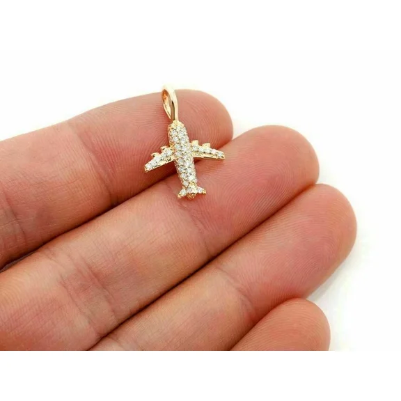 2Ct Round Cut Lab Created Diamond Airplane Shape Pendant in 14k Yellow Gold Plated