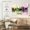 thumbnail image 4 of Elephant Stock Paris Skyline Colors Wall Art - Horizontal Multi Panel Canvas - Living Room Wall Decor - City Multi Panel - Green And Purple Decor - 23" x 14", 4 of 4