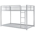 thumbnail image 6 of Twin over Twin Metal Bunk Bed, Low Bunk Bed with Ladder, Heavy-Duty Steel Frame with Full-Length Guardrails, Space-Saving Design for Bedroom, Dorm, Guest Room, Silver, 6 of 9