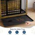 thumbnail image 4 of Dog Crate Furniture with Wheels, 38.6 Inch Heavy Duty Indoor Dog Kennel and Side Table for Small Medium Dogs, with 3 Doors and Removable Tray, Rustic Wood, 4 of 7