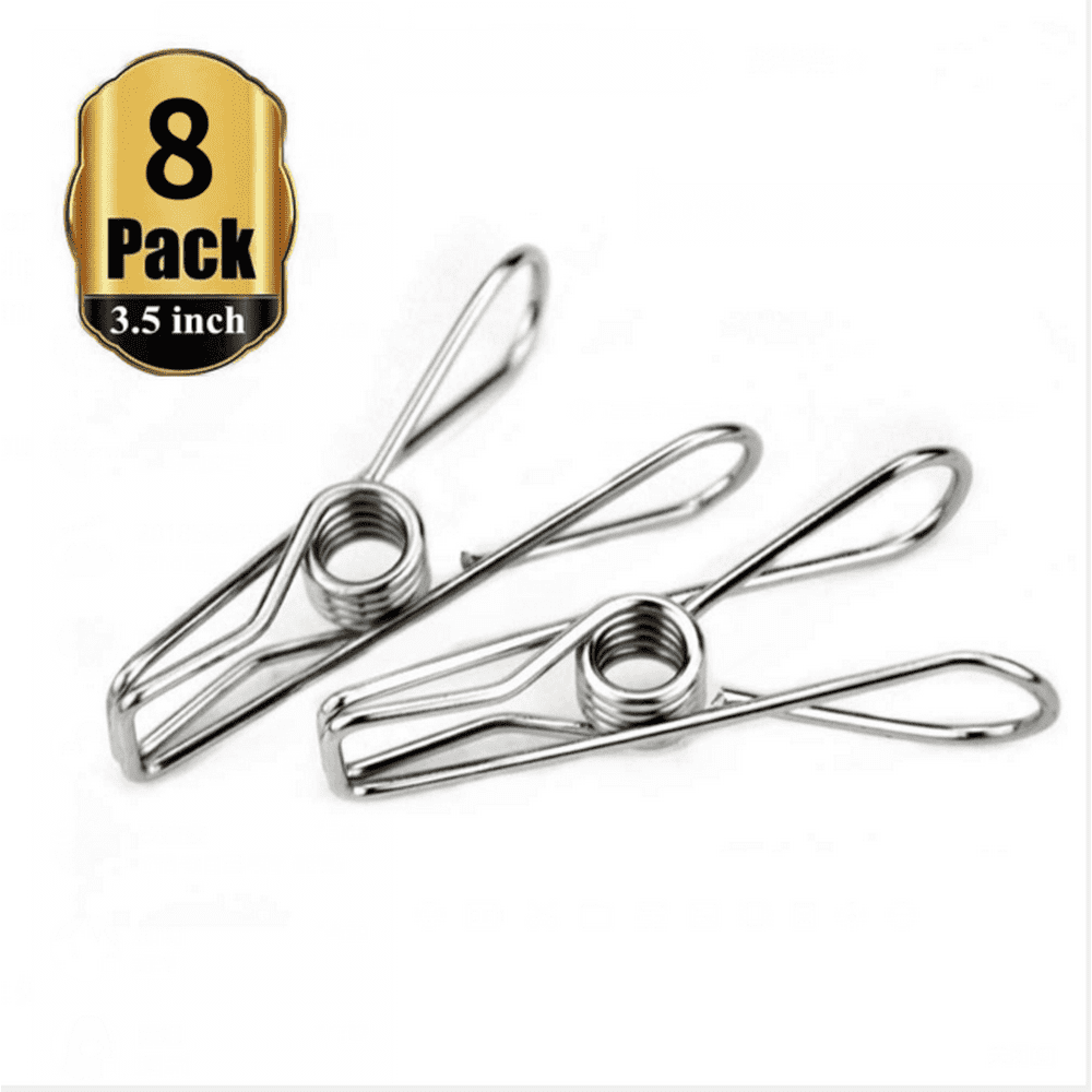 Amerteer 8 Pack 3.5 inch Durable Large Stainless Steel Wire Clips for