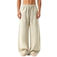 thumbnail image 3 of VBVC Men's Drawstring Cotton Linen Pants with Pockets , Wide Leg Beach Trousers For Men, *Khaki , Large, 3 of 7