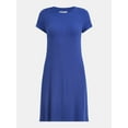 thumbnail image 4 of Time and Tru Women's Rib Swing Dress with Short Sleeves, Sizes XS-XXXL, 4 of 4