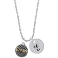 thumbnail image 1 of Delight Jewelry Goldtone ''Dream'' on Hatched Disc Silvertone Script Initial Disc - E - Charm Necklace, 20"+3", 1 of 4