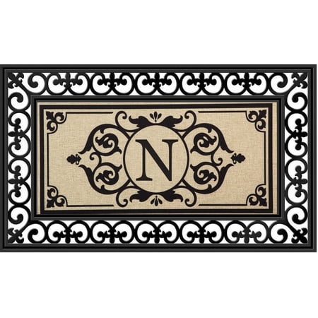 Evergreen Flag Seasonal Sassafras Interchangeable Mat and Tray Cambridge Monogram Burlap , Letter N