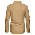 thumbnail image 3 of WTOBBY Men's Solid Business Shirt Long Sleeve Lapel Collar Casual Fashion Button Front Cotton Blend Office Wear Breathable Classic Fit Dress Top,Khaki 2XL, 3 of 3