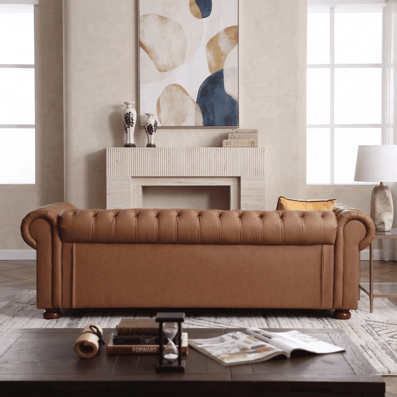 Xiweot Classic Chesterfield Sofa, Mid Century Modern Couch with Deep Seat for Living Room, Office & Apartment