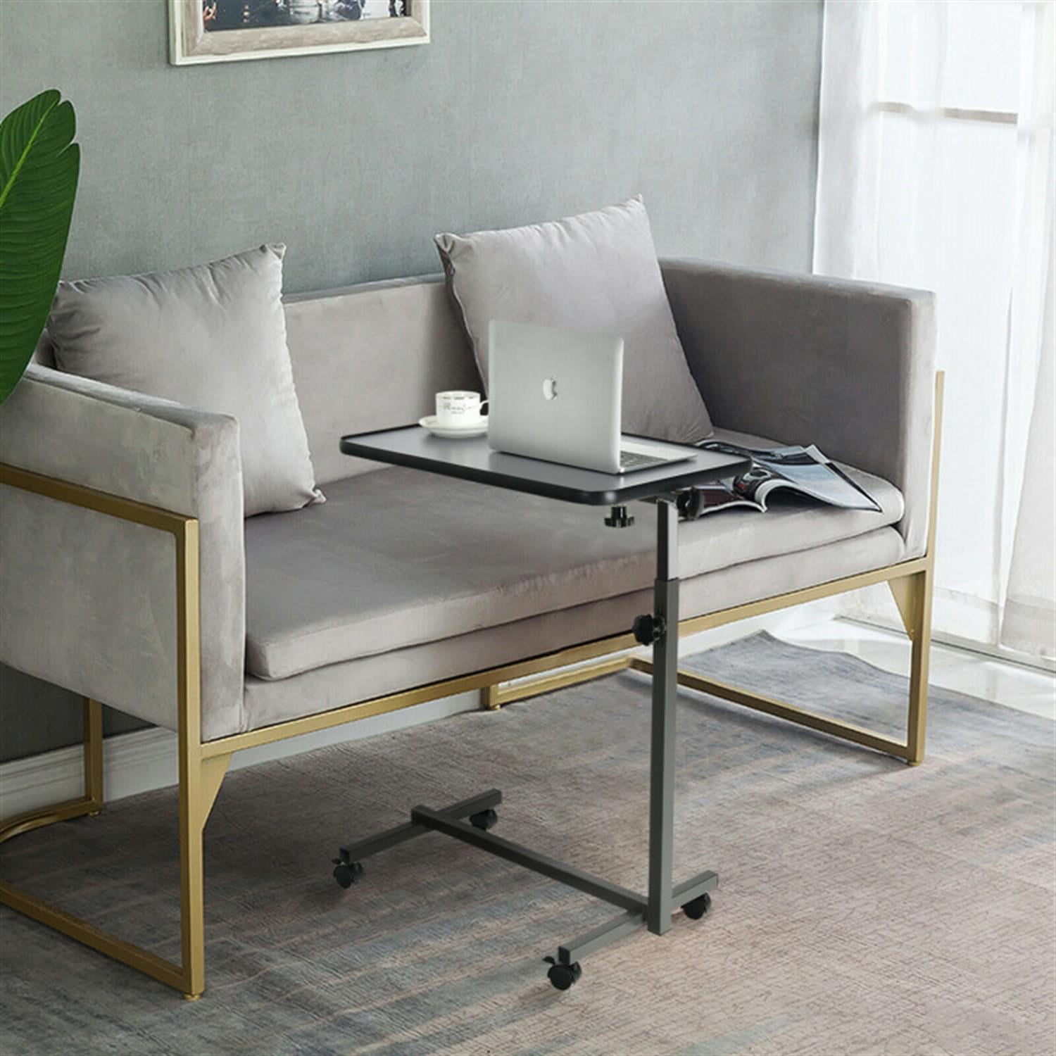 Demi Bonn Overbed Rolling Food Tray Table, Laptop Workstation for Laptops, Books, Tablets, and Art, Balck