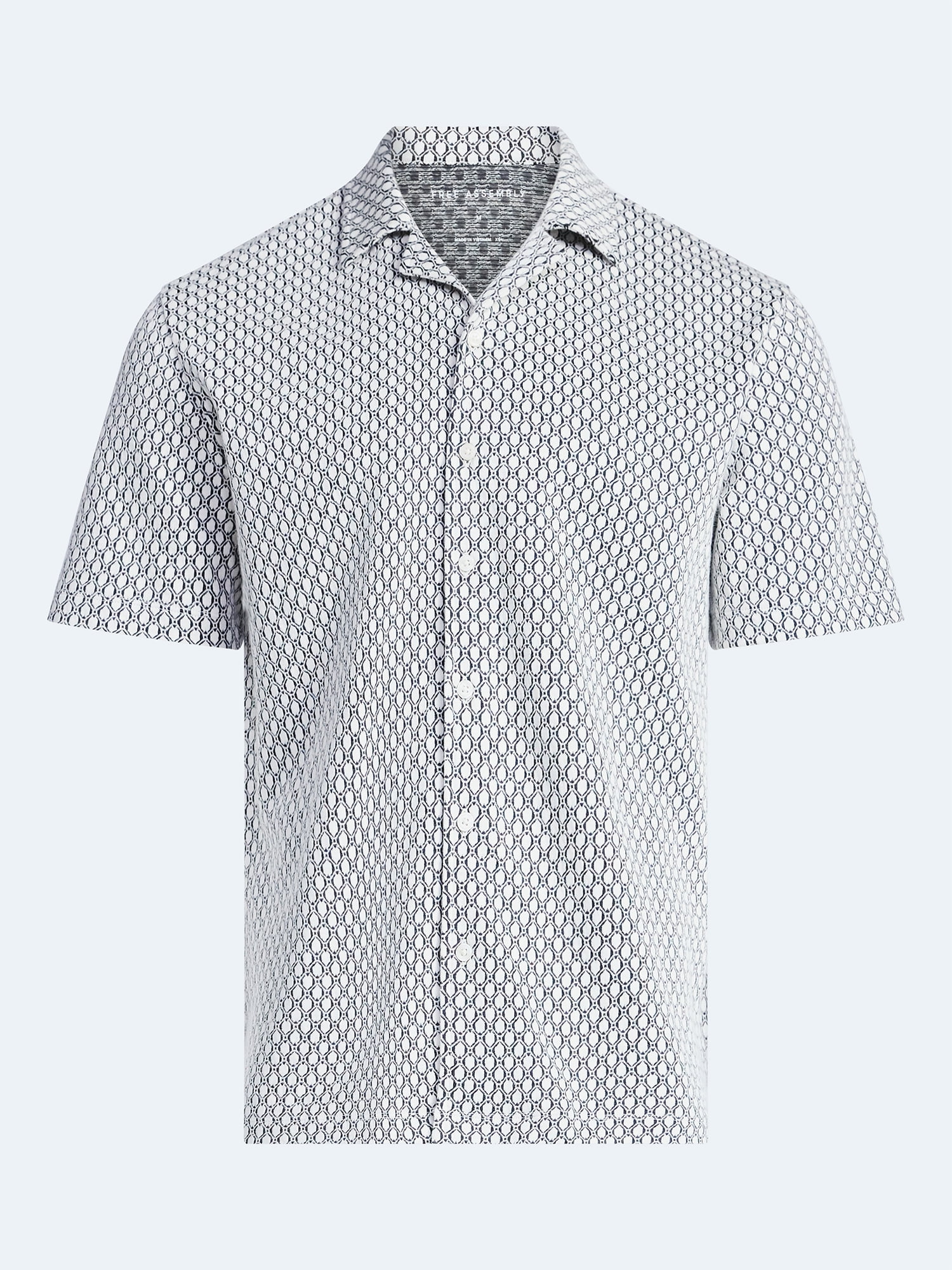 Free Assembly Men's Button Front Jacquard Shirt with Short Sleeves, Sizes S-3XL