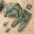 thumbnail image 3 of Toddler Baby Boys Clothes Baby Boys 2PCS Outfits 18-24 Months Boys Tie-dyed Long Sleeve Round Neckline Tops Pants Set Green, 3 of 8