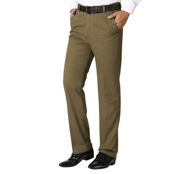 adviicd Mens Pants Men's Regular Fit Flat Front Pants (Khaki,XXXL)