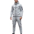 thumbnail image 2 of Ceisia Men Full Zip Hooded Tracksuit Color Stitching Long Sleeve Hoodie And Slim Jogger Pants Sport Suit Gray M Gift, 2 of 9