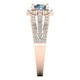 thumbnail image 3 of 1.76ct round cut blue moissanite 14k rose gold halo Bridal Wedding Engagement Promise Anniversary Ring for Women size 10.25, 3 of 7