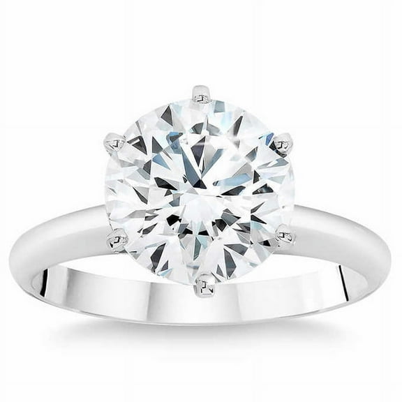Divine Jewelry Engagement Wedding Moissanite Jewellery - 1.87 Ct Round Cut Moissanite Wedding Ring - 14K White Gold Plated Ring - Beautiful Custom Rings for Her - Valentine Personalized Gift