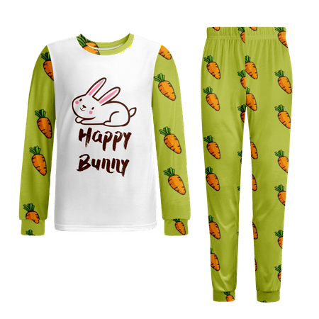 

Easter Pajamas-Girl s Pajamas Set Cute Printed Long Sleeve Top And Long Pants Sleepwear Pjs Sets Easterr Bunny Egg Carrot Kawaii Pajamas Size 150