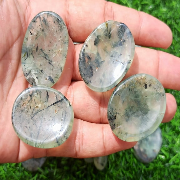 Prehnite Worry Stone for Crystal Healing Pocket Palm Stone Thumb Stone 5 Pcs