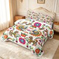 thumbnail image 2 of meiyoeat Vibrant Boho Floral Bed Spread Queen For Men Women,Peacock Print Queen Coverlet Set,White Multicolor,3pcs,1 Quilt and 2 Pillowcases, 2 of 6