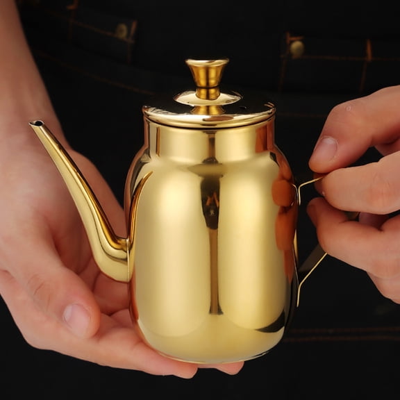 HEMOTON Stainless Steel Oil Pot Sauce Dispenser Oil Pouring Jar Grease Container Jug 300ml