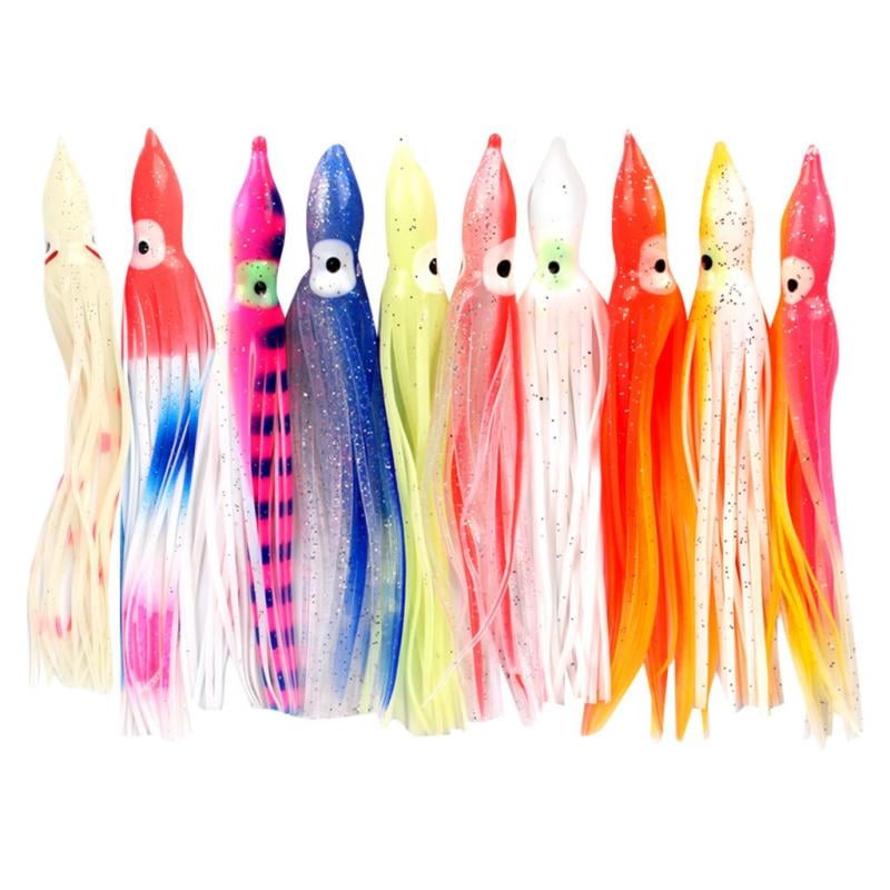 10pcs Silicone Octopus Squid Skirts Lures Saltwater Soft Fishing Bait Tackle S