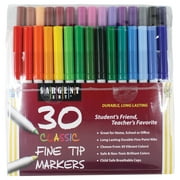 Sargent Art 30 Count Classic Markers, Fine Conical Tip, Plastic Peggable Pouch