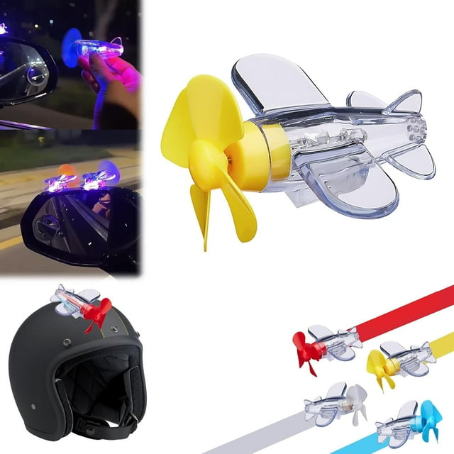 Wind-Powered LED Airplane Propeller, Waterproof Luminous Flying Toy for Motorcycle, Bicycle, and Car Decorations, LED Light Up Spinner for Helmets, Outdoor Sport Toys