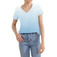 thumbnail image 7 of ZQGJB Ombre Tops for Women Trendy Summer Short Sleeve V Neck Tie Dye Graphic Tunic T-Shirts Loose Oversied Dressy Casual Pullover Blouse Light Blue XL, 7 of 7