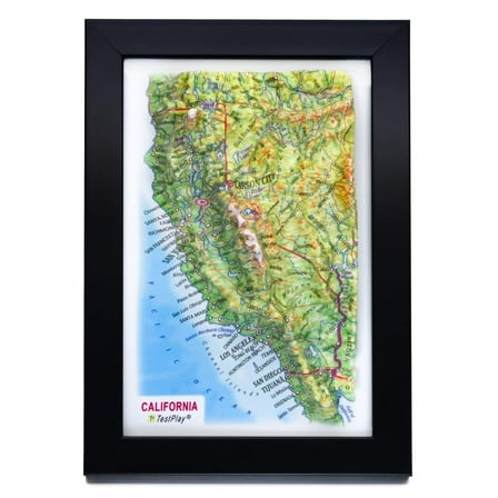 California 3D Raised Relief Map