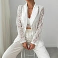 thumbnail image 4 of HTNBO Women's Lace Open Front Long Sleeve Sheer Elegant Casual Blazer Jacket, 4 of 8