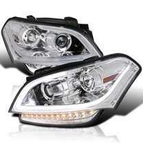 Spec-D Tuning Chrome LED Bar Projector Headlights Compatible with 2010-2011 Kia Soul, Left   Right Pair Headlamps Assembly