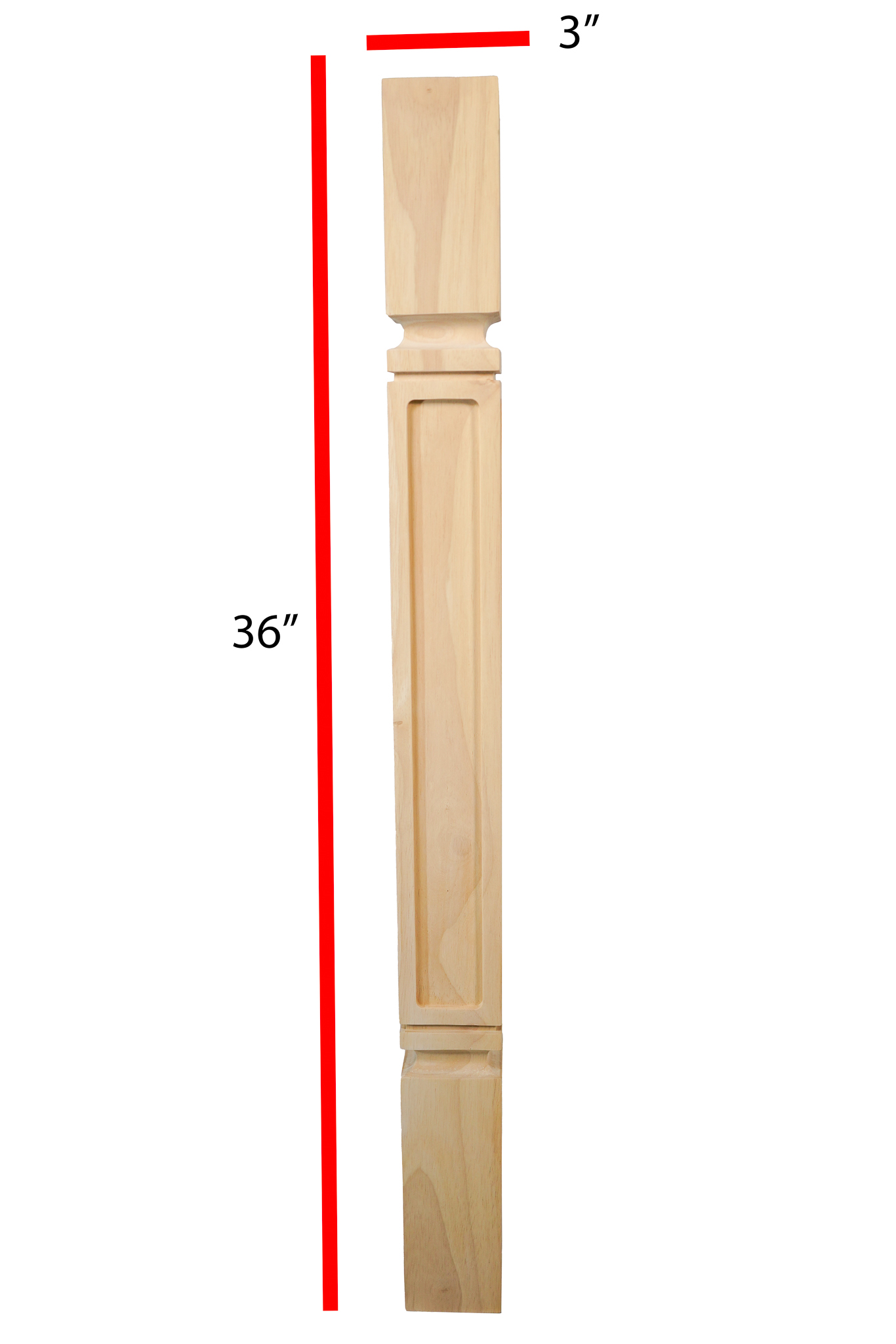Hardware Resources Rope Wood Post - 35-1/2" Tall Island Leg - 3-3/4 X 3-3/4