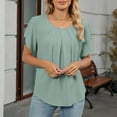 thumbnail image 5 of yillto Women Short Sleeve Blouse Crewneck Pleated Business Casual Tops Summer Work Office Dressy Shirts, 5 of 7