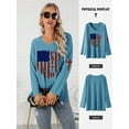 thumbnail image 4 of Xuanfei Women V Neck American Flag Print Long Sleeve Pullover Top, 4 of 7